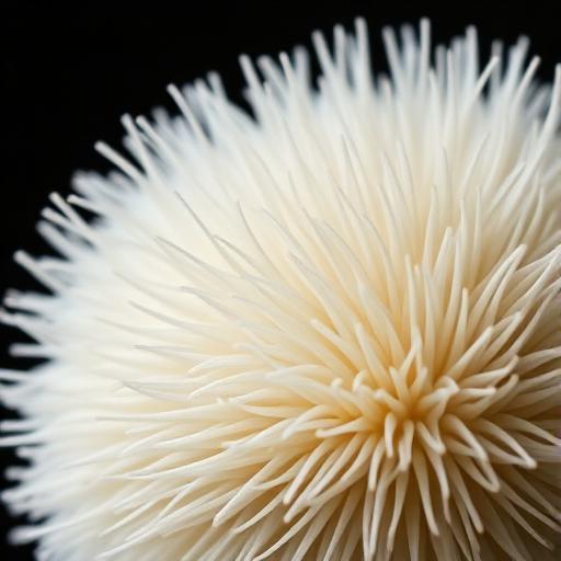 Lion's mane mushroom spines close up