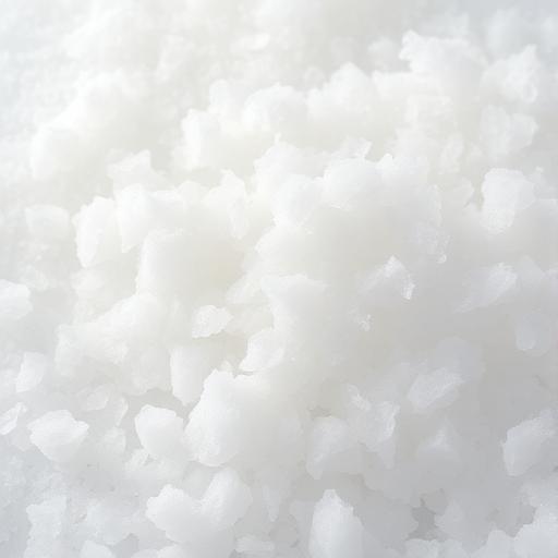 Flaky white sea salt crystals